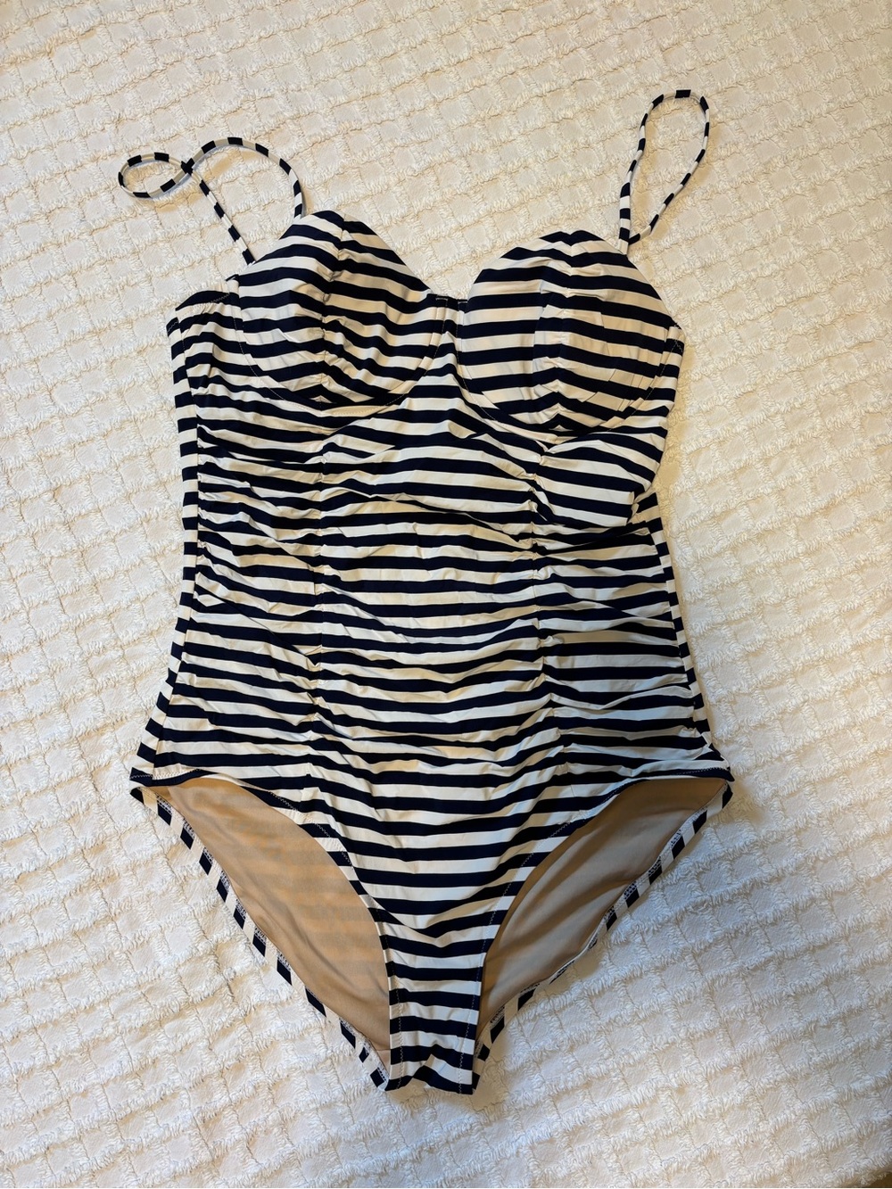 J. Crew Navy and White Striped Swimsuit